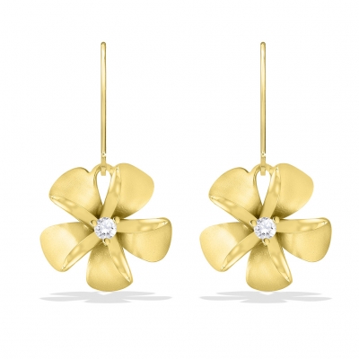 Fashion Hawaiian earrings, 18K gold plumeria Island style earrings