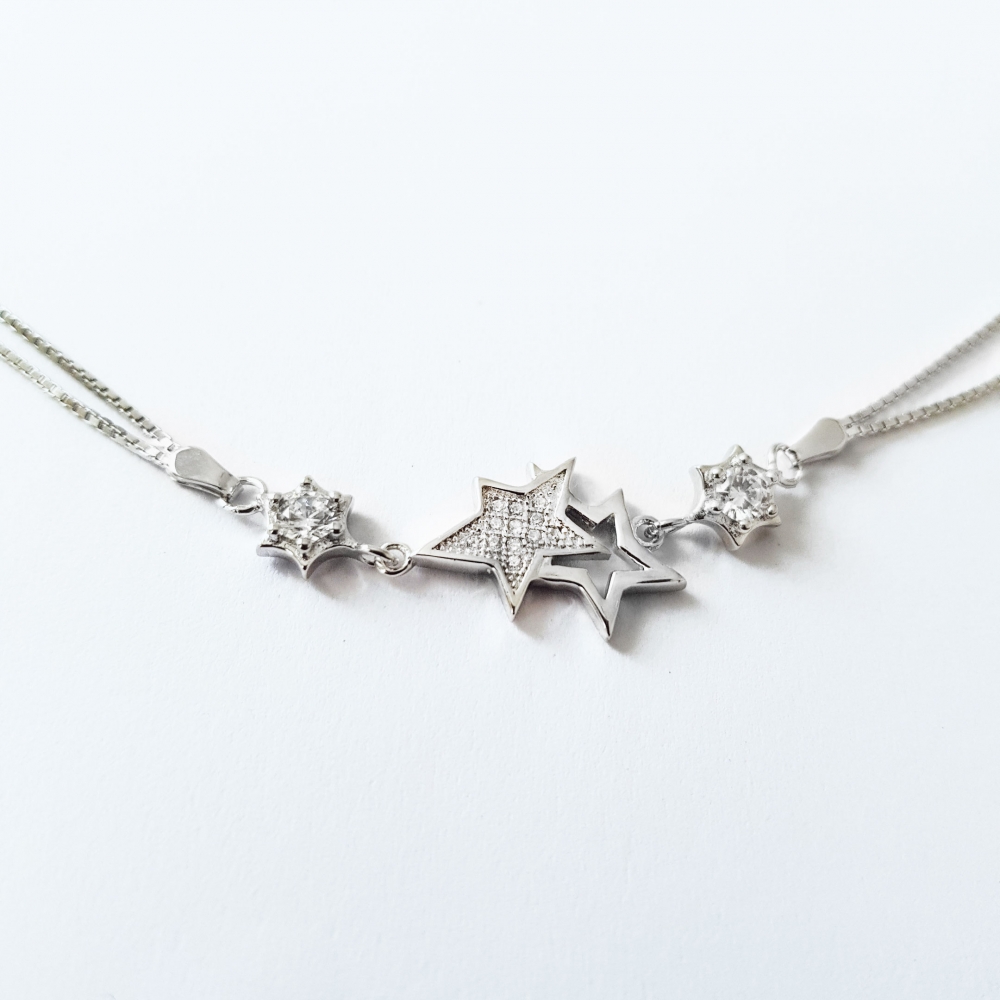 Manufacture women fine jewelry 925 sterling silver star pendant necklace zirconia jewelry silver