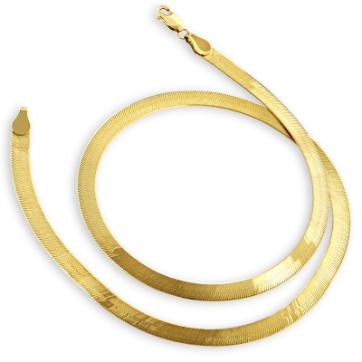 Wholesale fashion men jewelry flat snake chain real 18k gold plated herringbone necklace
