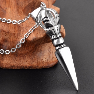 Manufacture fashion jewelry high quality polished mirror hip hop arrow pendant stainless steel arrow necklace