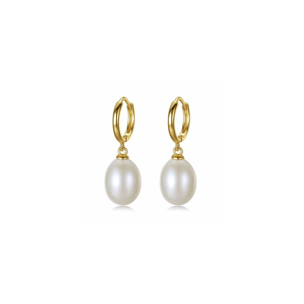 Delicate Women‘s Pearl Earrings 925 Silver Natural Single Water Pearl 8MM