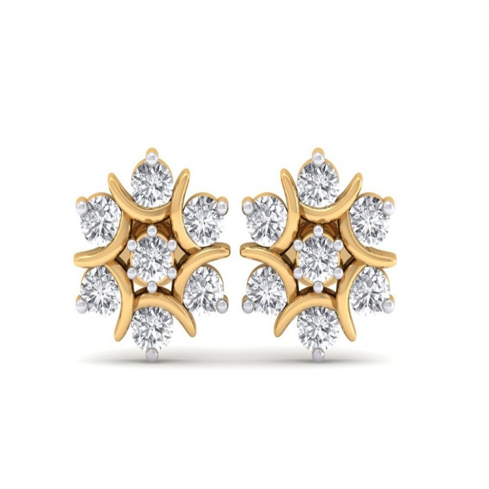 Fashion Sterling Silver Stud Earrings Gold Plated Cubic Zirconia Jewelry Earrings