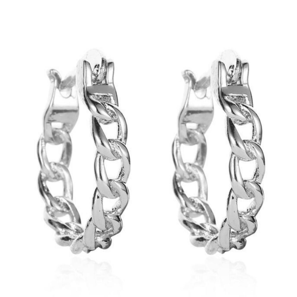 fashion cuban chain shape women clip on earring，stainless steel chain for women 