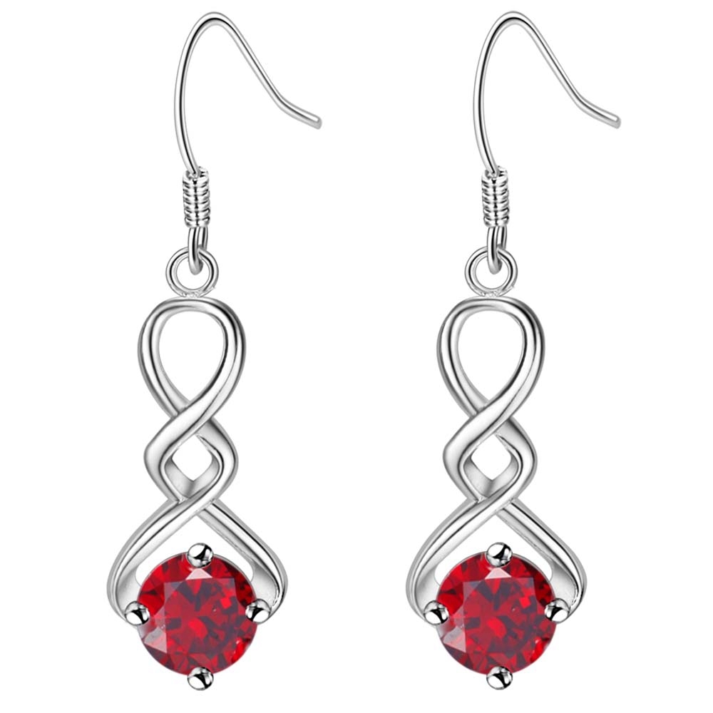 925 sterling silver Cubic Zircon earring Jewelry heart drop ruby earring 