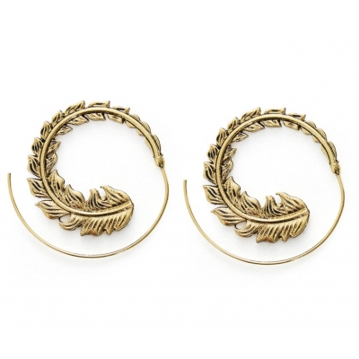 Gold plated vintage hoop earrings in brass,18K gold plated vintage hoop earrings