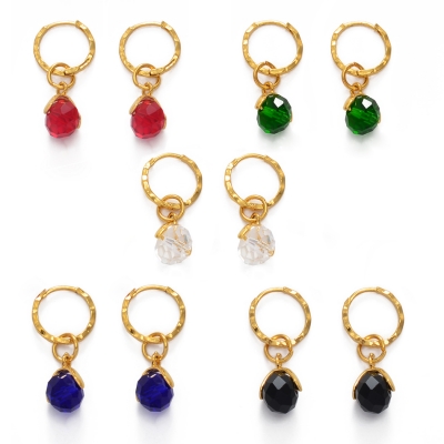 Custom birthstone earrings, personalized lucky colored stone earrings