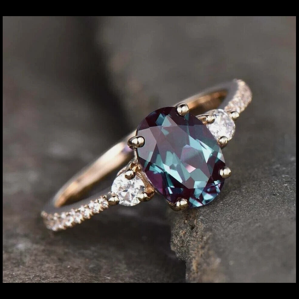 Alexandrite ring GIA Lab-Alexandrite ring Lab Alexandrite jewelry 925 sterling silver women ring