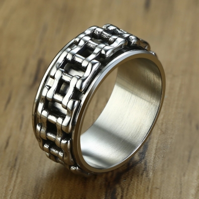 custom motorcycle chain link mens biker rings