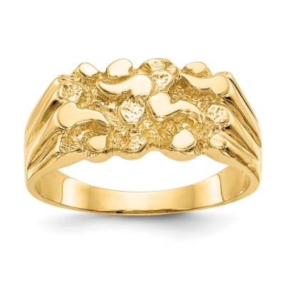 Wholesale popular design rings fashion jewelry signet design real 18k gold plated nugget ring