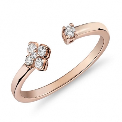 Gemstone rings high quality shiny moissanite open adjustable design women rose gold ring