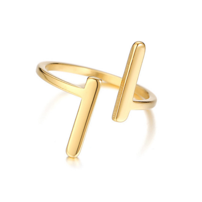 Wholesale fashion jewelry open adjustable finger rings PVD real yellow gold plated stainless steel ring women jewelry