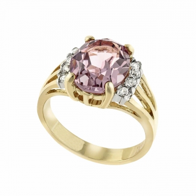 18K gold plated oval cut purple cubic zirconia rings vintage woman