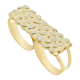 18k gold plated nugget two finger ring for men