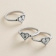 black engraved letter heart initial ring sterling silver