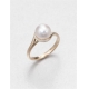 Wholesale fashio women jewelry real 14k 18k gold plated 3A cubic zirconia white pearl ring