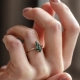Moss Agate Engagement Ring Kite Gemstone Ring 925 Sterling Silver Real Gold Plated Ring for Women