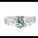 Customized Pear Cut Moss Agate Ring with Vine Leaf Engagement Ring for Women 925 Sterling Silver